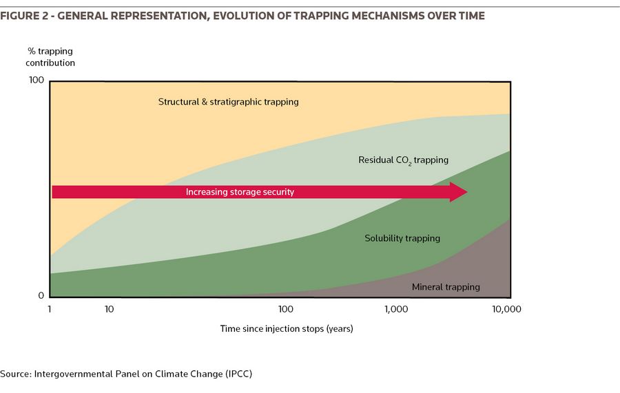 Figure 2 - General representation, evolution of trapping mechanisms over time